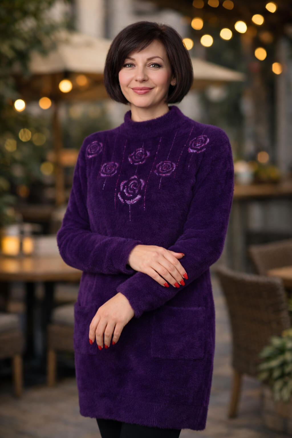 Жіноча туніка H770 Темно-баклажанова